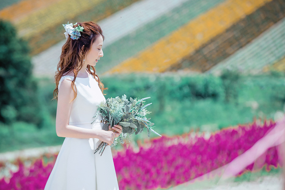 彩豊かな花畑と広大な景色を舞台に 映画のようなフォトウエディング