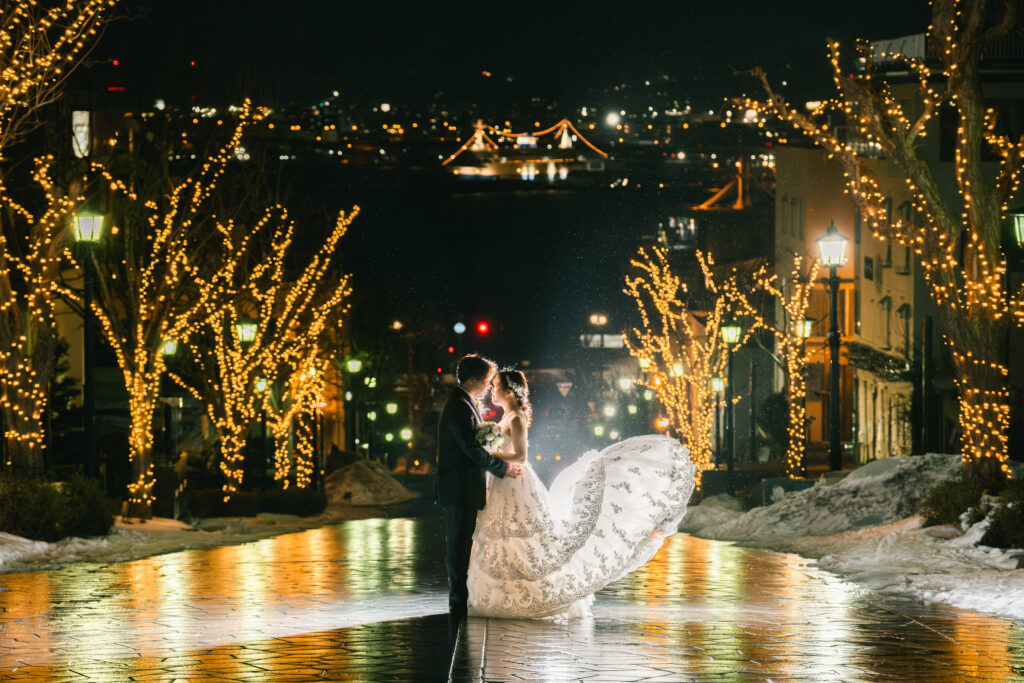 撮影レポート：冬の函館ナイト函館赤レンガ倉庫＆八幡坂フォトウエディング
